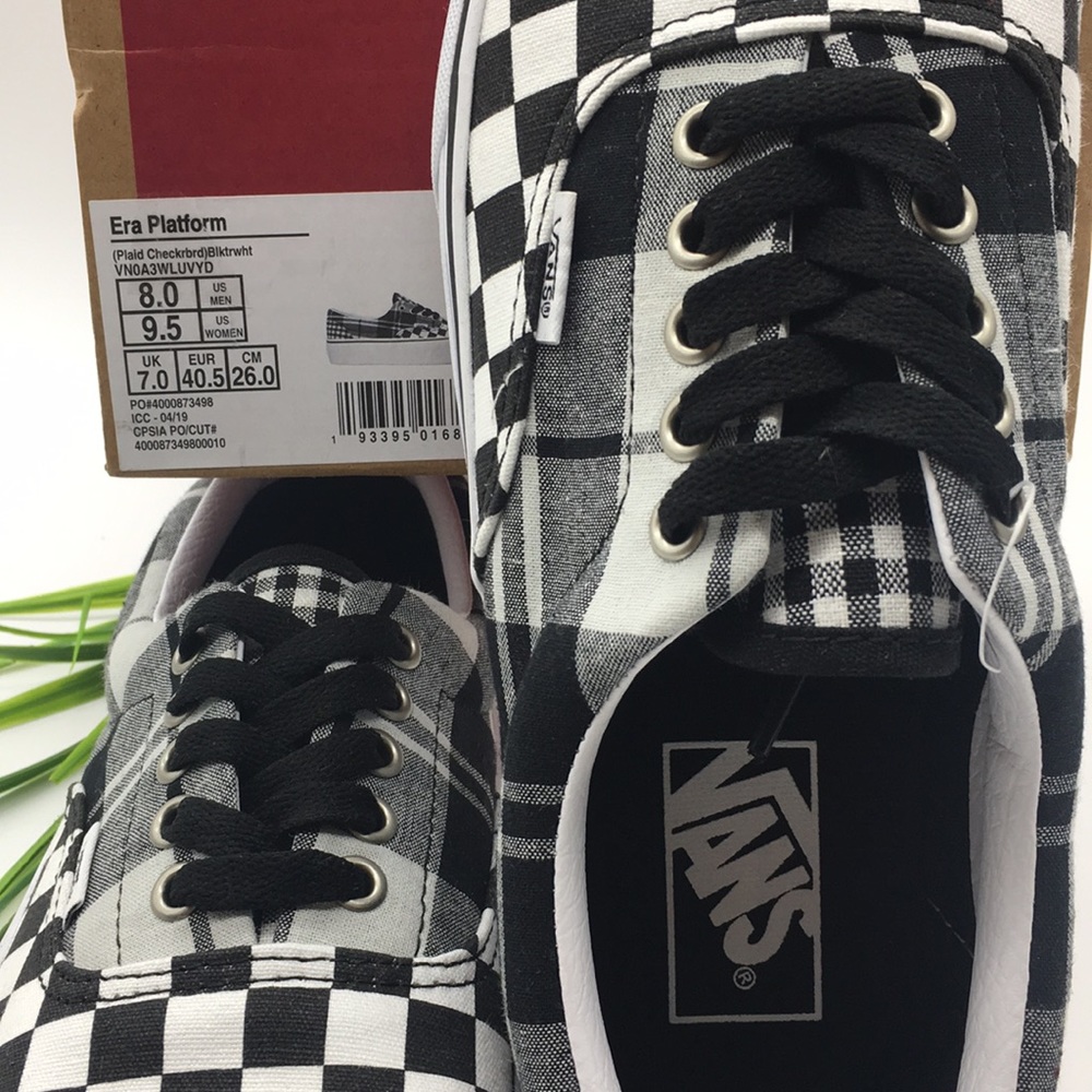 VANS Era Platform Plaid Checkerboard Black/White - Picture 8 of 8